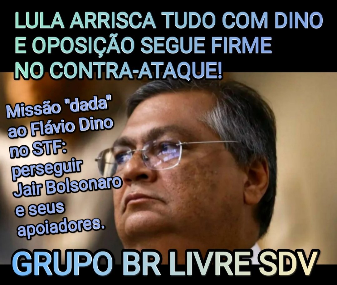 O Senado Federal tem o dever moral de não deixar Flávio Dino chegar ao STF. Vamos contactar os nossos senadores!
@Sid_Trombini
@Brasil__TO
@Daniellacatalu
@Damadeferroofic
@LaFenix61
@ADMsBRLIVRE
@REJLYR
@ESRNascimento
@Cerimonialista8
@alvesmimar3
@MarcioM61326104
@ALSBW01
@Nuu