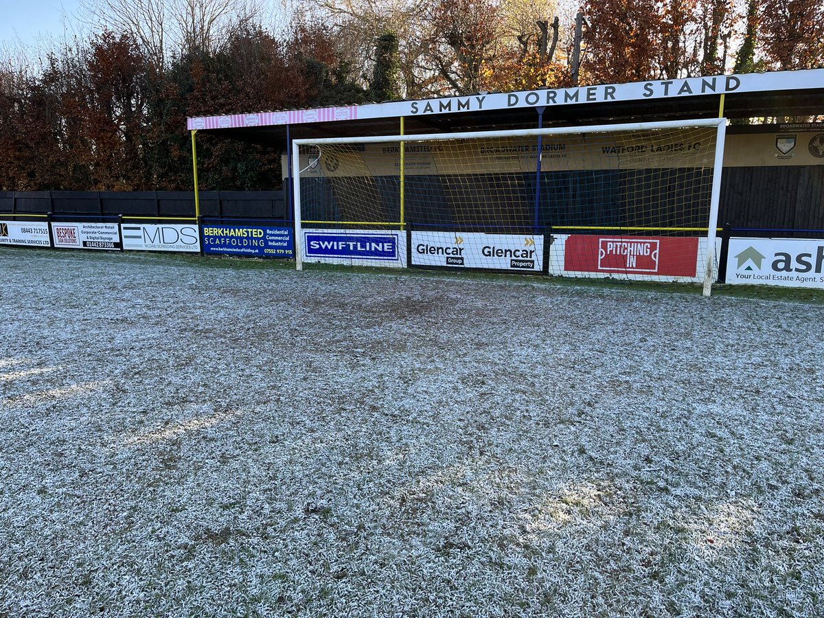 Sadly our game. V @OldBradwellUtd  is off …early shout suits all players and coaching staff 
We look forward to our next game v @Tottsfc at @GlencarTweets Community stadium 
Roll on the 9th December 
@CroftMSP @BerkhamstedR @BerkoFC @LivingMagazines
