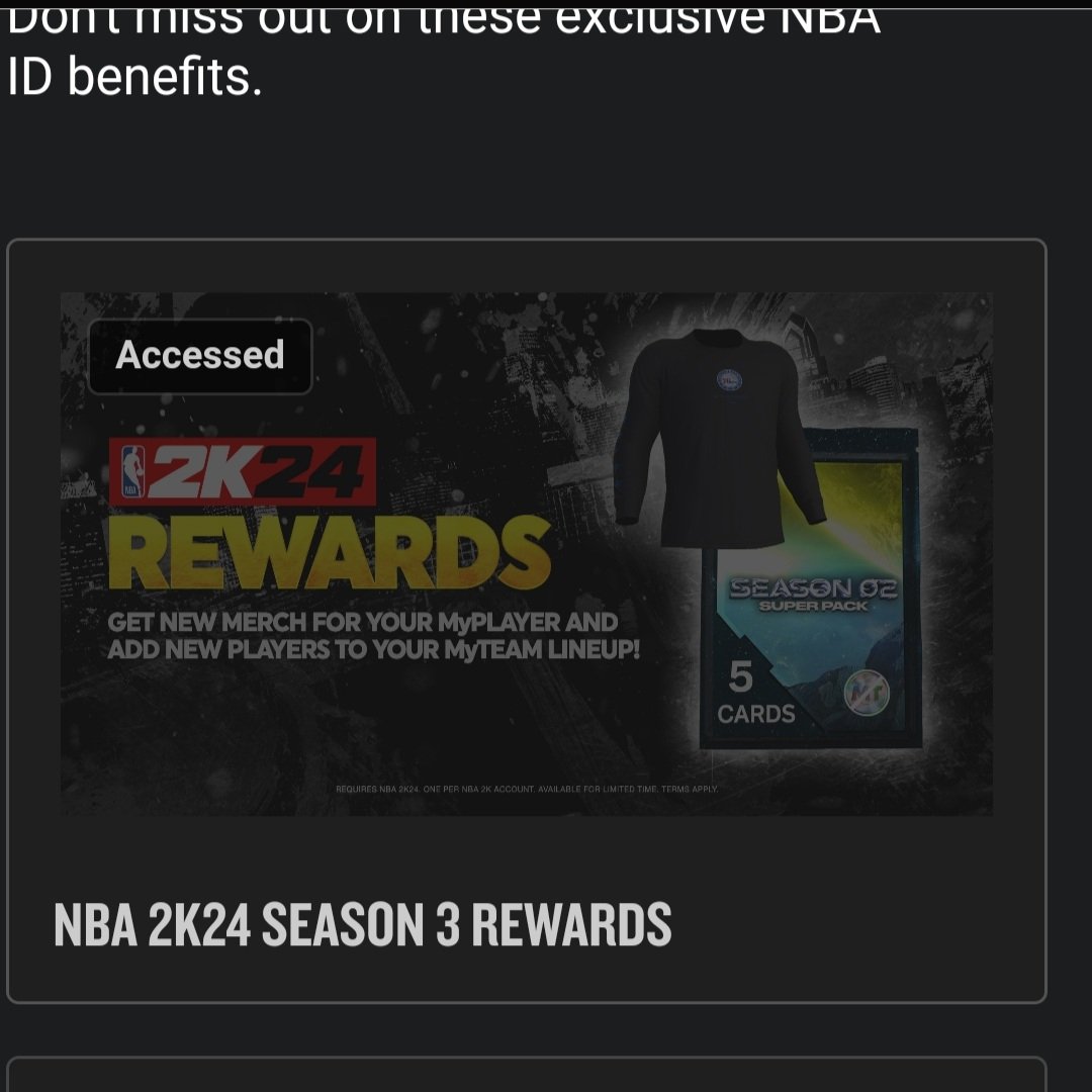 TimJohnson420's tweet image. Make sure you jump on the NBA app and go to your NBA ID Benefits page to redeem a locker code for a season 2 super pack and new merch for your My Player.

#NBA2K24 #NBAApp #NBA #MyTeam #LockerCode