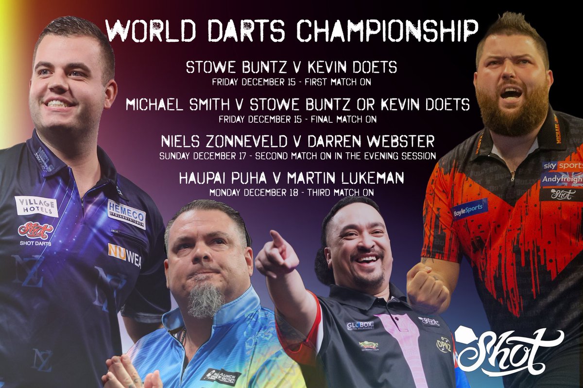 Shot_Darts's tweet photo. 2 weeks to go!
We can't wait to see our Shot players in action, on the greatest stage of all. #WorldDartsChampionship #TeamShot https://t.co/CaTsYjm1aZ