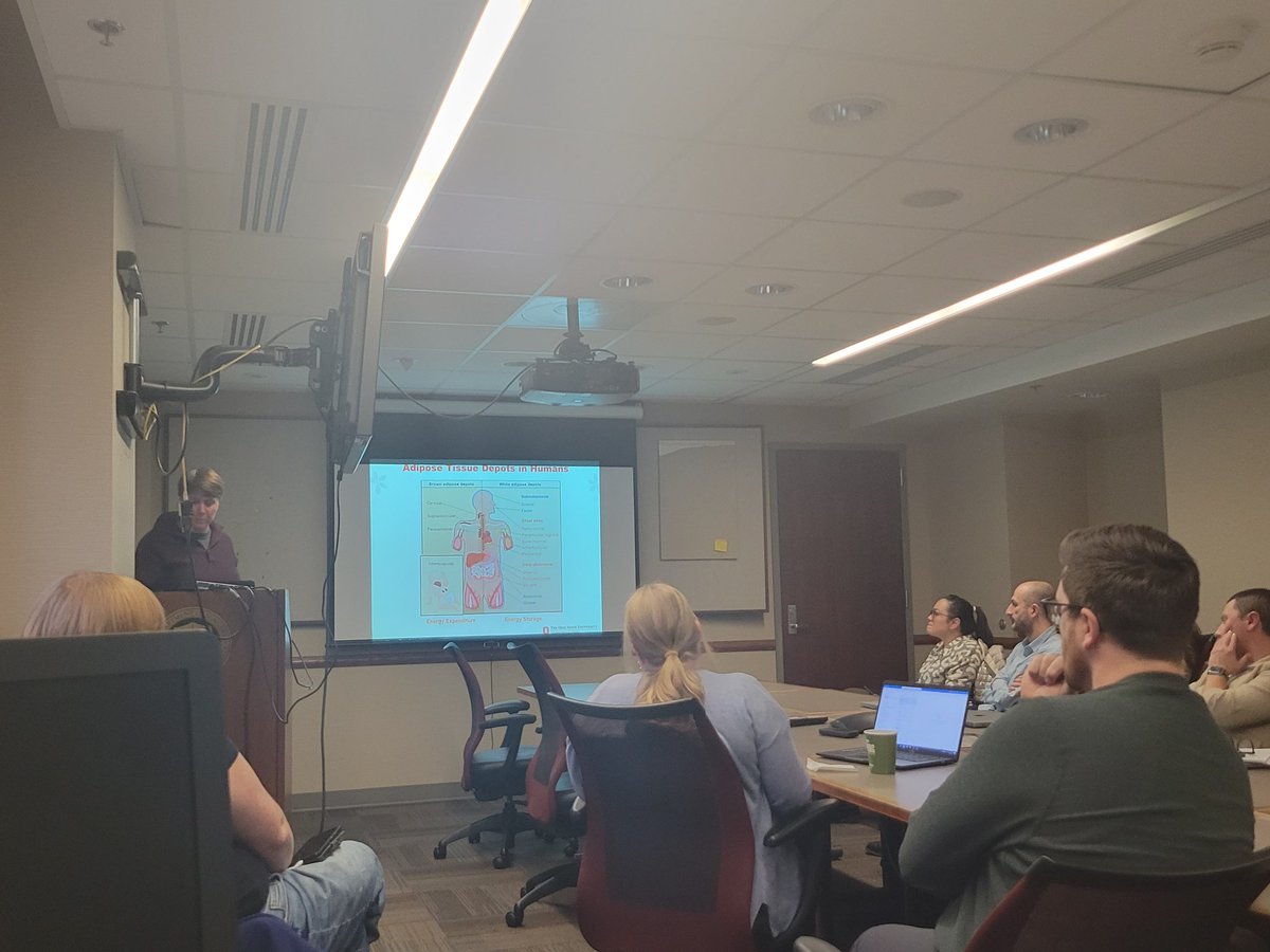 Dr. Kristin Stanford presenting her group's incredible work on exercise effects on lipid metabolism at our Divisional research retreat! We are incredibly lucky to have her expertise within our group-