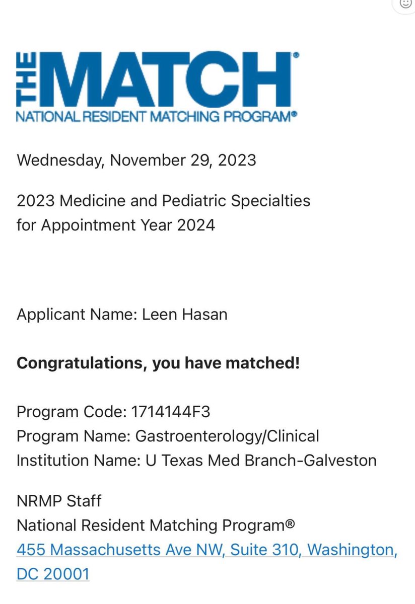 I am very happy and excited to share that I matched in GI @utmbhealth @AmCollegeGastro #GItwitter #MedTwitter #Match2024 #WomeninGI 

Special thanks to all my mentors and colleagues for their ongoing support!