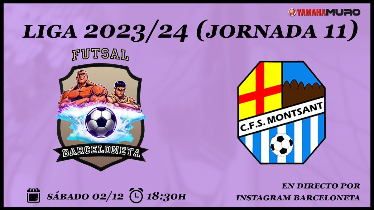 ⚽️PRIMER EQUIPO⚽️

Nueva jornada de liga y nos visita Montsant 💪
Vamos a seguir con la racha de victorias consecutivas ✅

Vamos Barceloneta!💪🖤💜

🆚 Montsant FS
🕕 Sábado 2 de diciembre 18:30h
📺 Instagram Barceloneta 

#vamosbarceloneta #2bgrupo3futsal <a href="/Futsal2B3/">Futsal 2ªB G3</a>