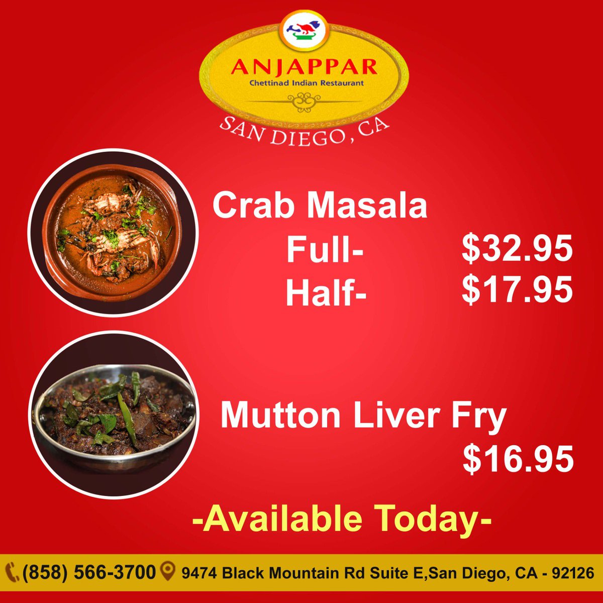 anjapparsd's tweet photo. Craving authentic South Indian cuisine? Join us at Anjappar San Diego for a delightful culinary journey filled with vibrant flavors and aromatic spices! Experience the taste of tradition and indulge in a feast for your senses. https://t.co/Fm553unt4m