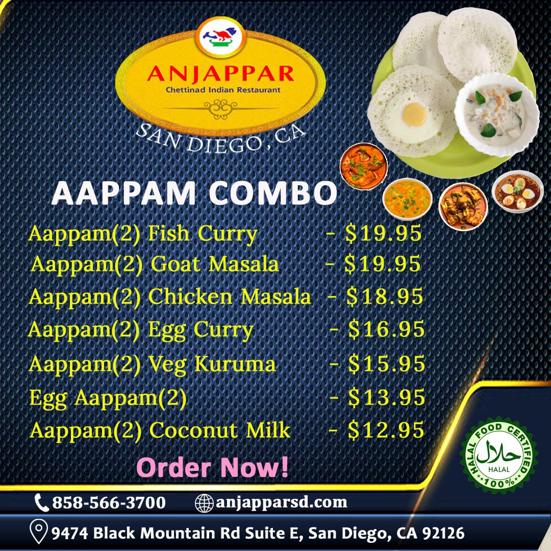 anjapparsd's tweet photo. Craving authentic South Indian cuisine? Join us at Anjappar San Diego for a delightful culinary journey filled with vibrant flavors and aromatic spices! Experience the taste of tradition and indulge in a feast for your senses. https://t.co/Fm553unt4m