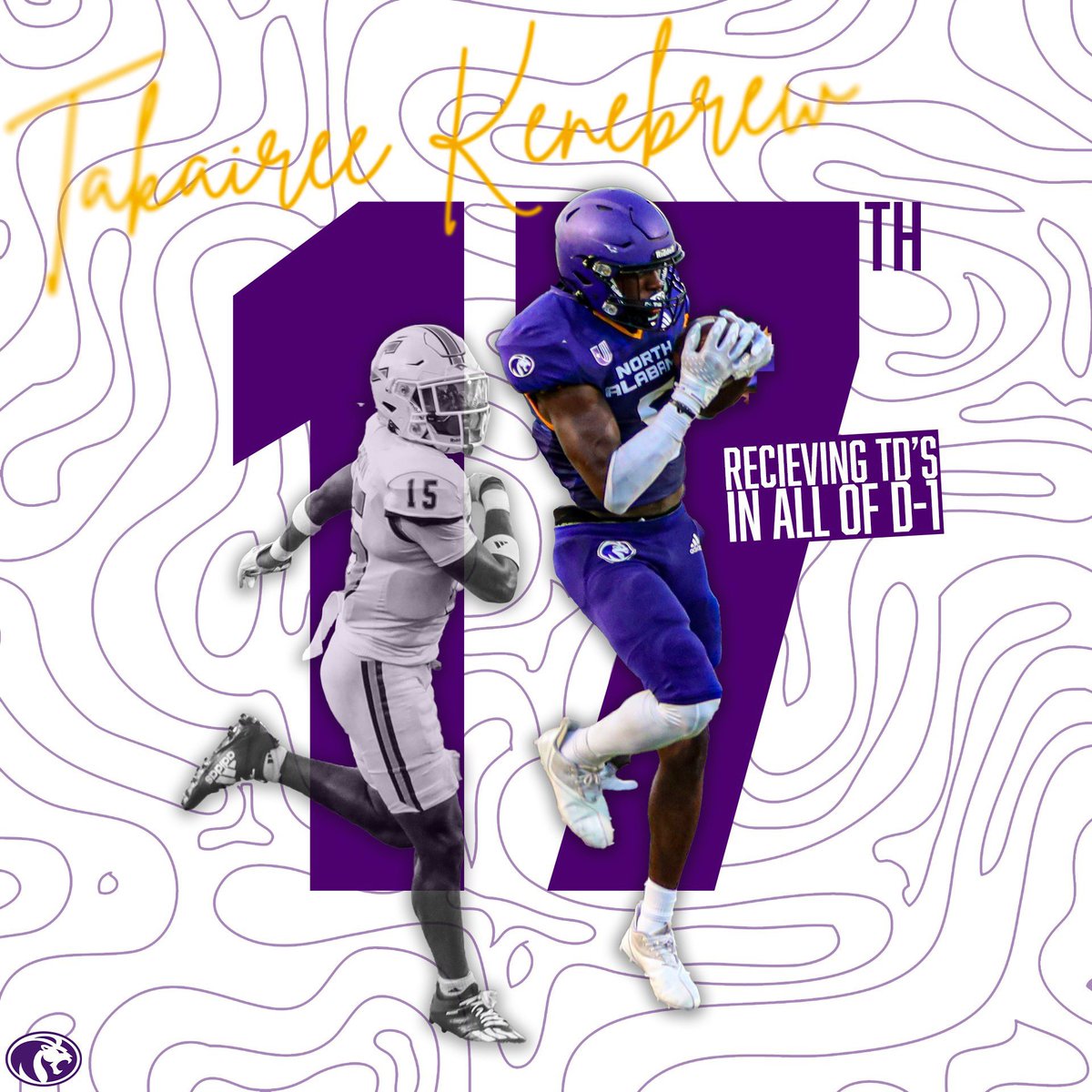 <a href="/Kvng_TK2/">Takairee</a> Finished the season 17th in all of D1 (FBS/FCS) college football in receiving touchdowns‼️#RockOut 🎸 #PurpleSwarm
