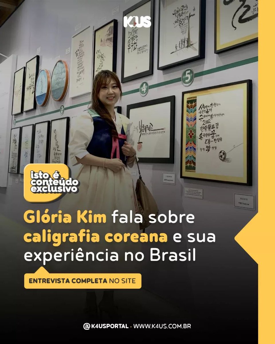 k4usportal's tweet photo. 🖌️ Artista membro da Associação de Artistas Culturais Coreanos (#KCAA) e Coordenadora da Associação de Caligrafia Coreana Moderna no Brasil (#ACCMB), Glória Kim (@gloria_calligraphy) ainda é professora de caligrafia coreana no Centro Cultural Coreano em São Paulo. https://t.co/j5HmZqKTmw