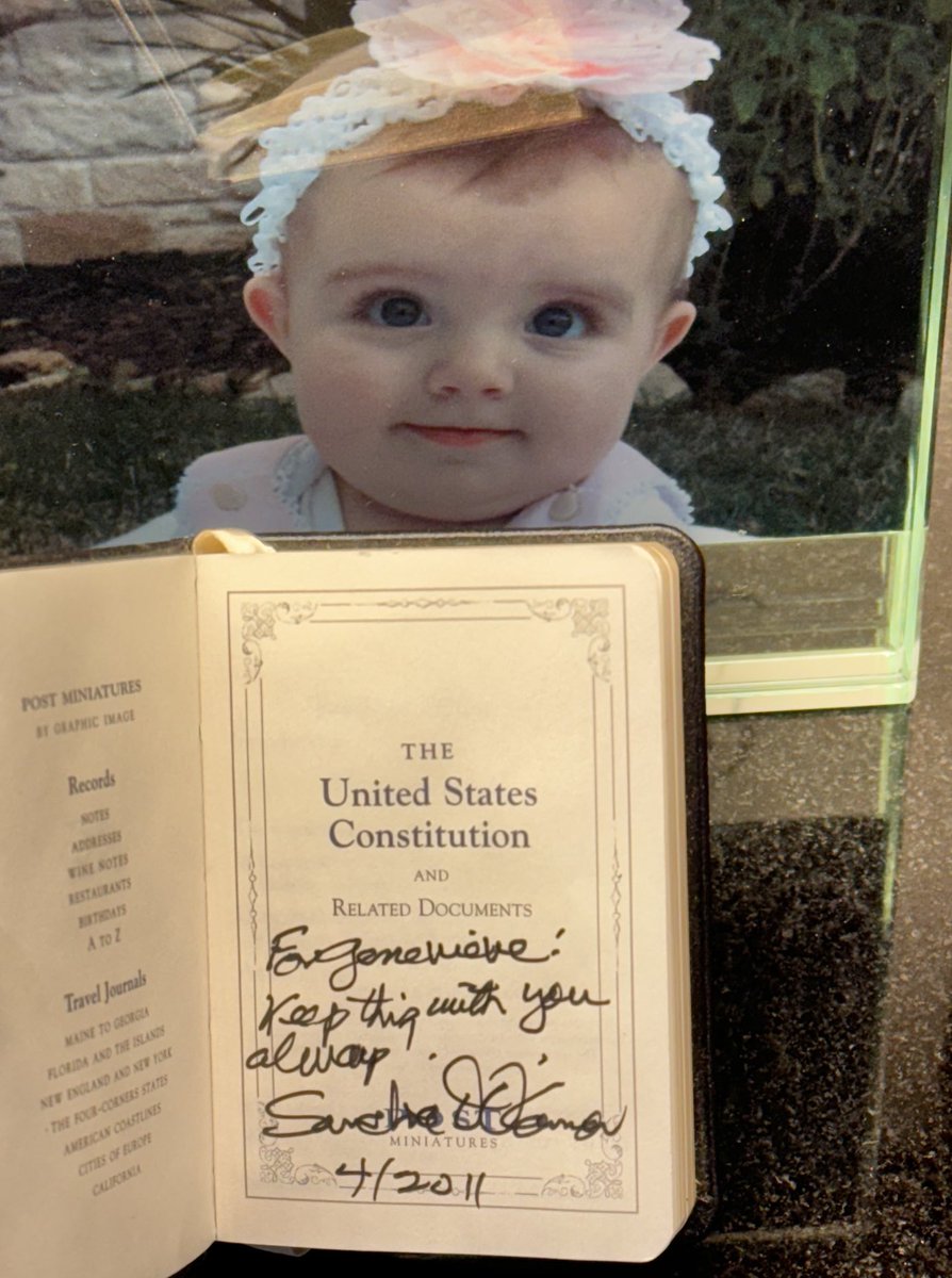 Justice Sandra Day O’Connor graciously inscribed this sweet message to my newborn daughter. The Justice was born the same year as my mom &amp; they passed in much the same way. What a trailblazing legacy—including championing the urgent cause of revitalizing civics education. 🇺🇸 ⚖️