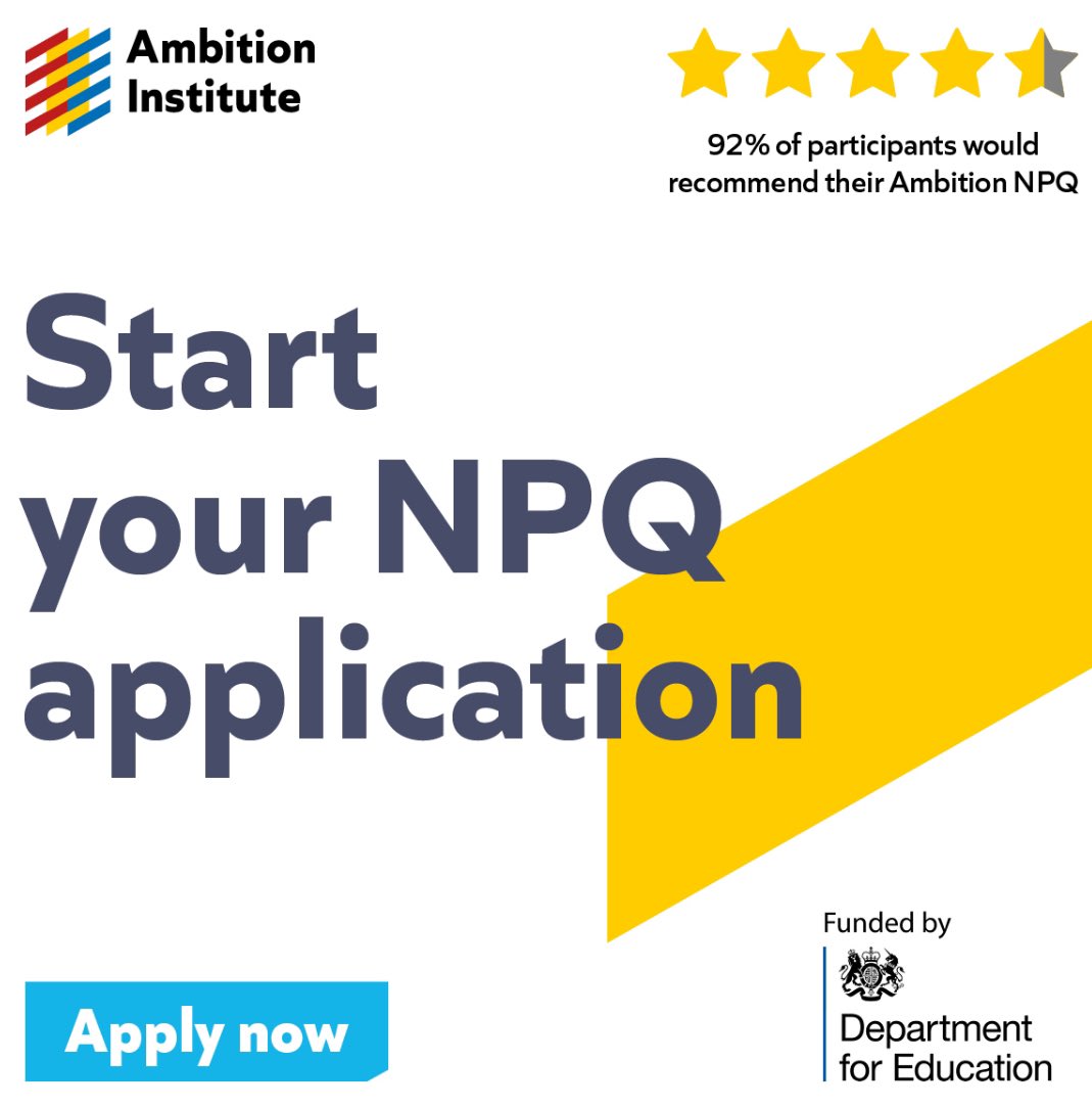 Apply now for a fully-funded NPQ programme through Haybridge Teaching School Hub in collaboration with <a href="/Ambition_Inst/">Ambition Institute</a> <a href="/AmbitionWMSW/">AmbitionInstitute_WMSW</a>. 

Application deadline: Friday 12th January 2024 😊 
#cpd #sandwell #dudley 👇🏼

shorturl.at/iCS14