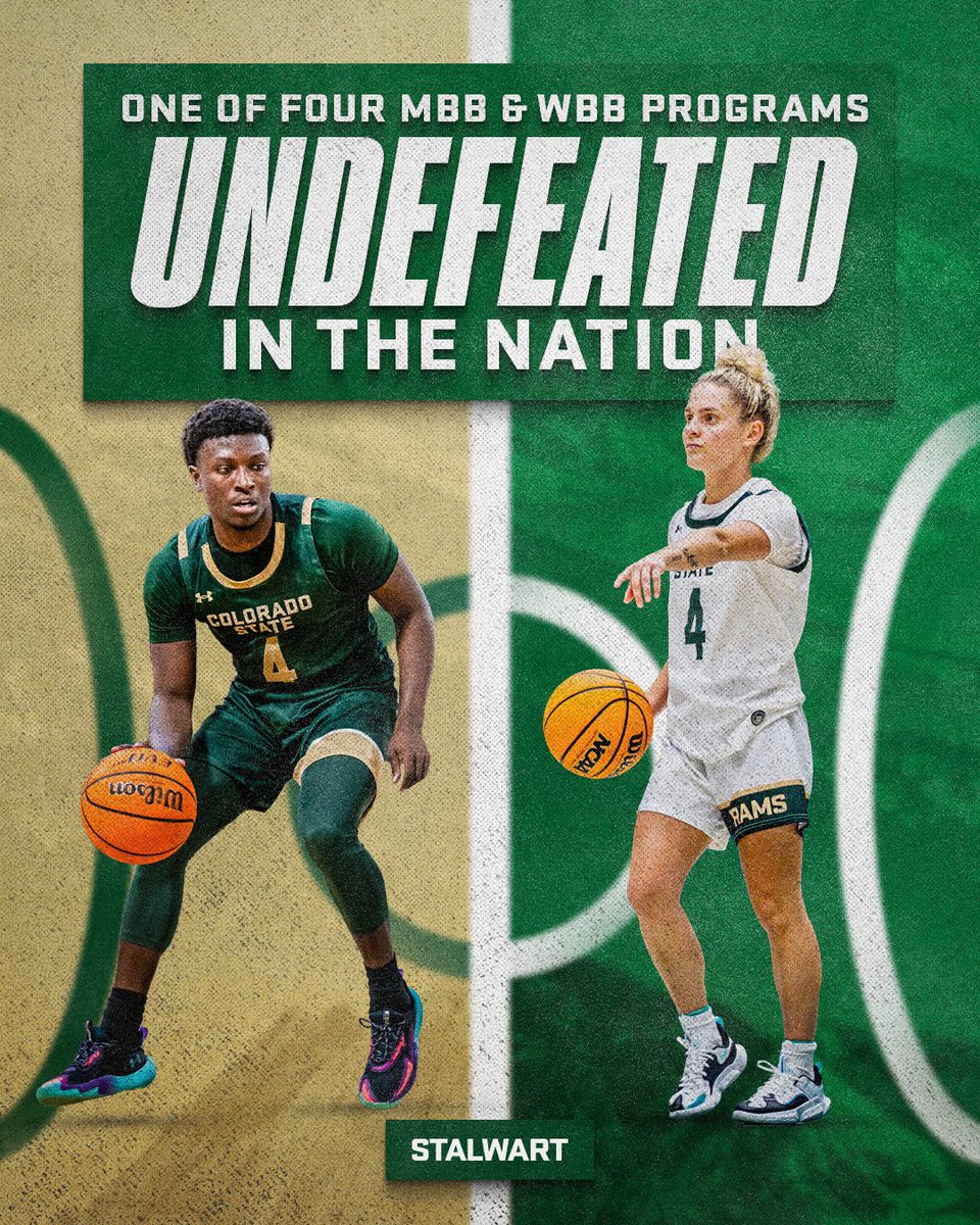 𝙐𝙉𝘿𝙀𝙁𝙀𝘼𝙏𝙀𝘿. 🐏

Your Rams are 1️⃣ of 4️⃣ universities 𝗜𝗡 𝗧𝗛𝗘 𝗡𝗔𝗧𝗜𝗢𝗡 w/ both men's &amp; women's basketball teams undefeated❗

<a href="/CSUWBasketball/">Colorado State Women's Basketball</a> x <a href="/CSUMBasketball/">Colorado State Men’s Basketball</a>