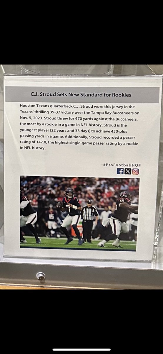 PatTalksTexans's tweet photo. CJ Stroud is now in the @ProFootballHOF 3 times… as a rookie. 

H7M https://t.co/bZgm9dAyka