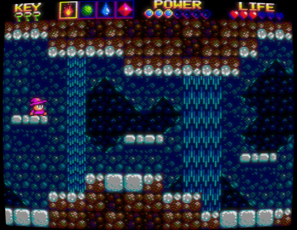 badcomputer0's tweet image. Worked a little more on the cave tileset, or the christmas cake stage as it is known internally. Trying it out on CRT filter #devkitSMS #segamastersystem #pixelart