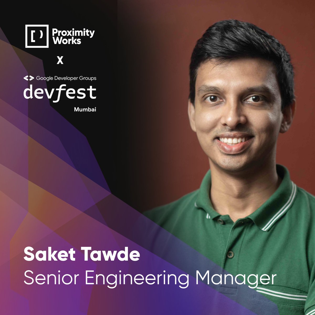 proxwrks's tweet photo. #DevFest2023 is almost here! And we are proud to announce that our in-house tech wizard
@SaketCodes will be part of the annual GDG event at 4 pm on December 9, 2023. It is always a delight to hear Saket speak, and his session ‘Zero to One: Lessons learnt from being a serial maker.’ will present his insights from years of experience as a developer, and a ‘serial maker’ of innovative tech.      Check out the exciting speaker line-up as well, and see you there!

@gdgmad @gdgmumbai 

#devfestMumbai #ProximityAtDevFestMumbai
