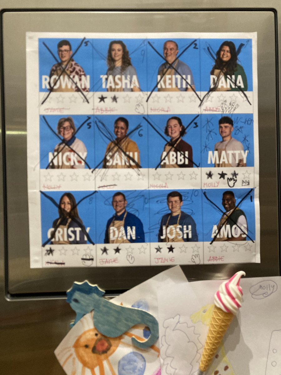 JamieClarkeType's tweet image. Our girls tracked the fortunes of the #GBBO  bakers on our fridge over the last few months. Congratulations Matty!