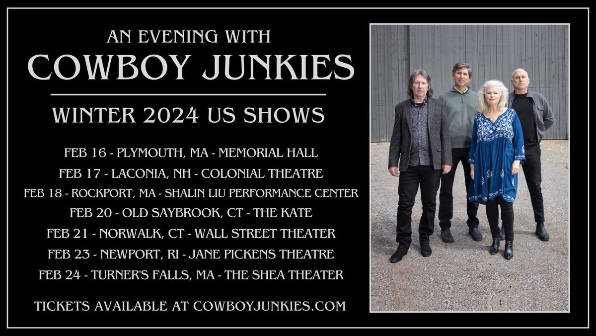 Surprise! New shows just went on sale today! Tickets available at cowboyjunkies.com/tour