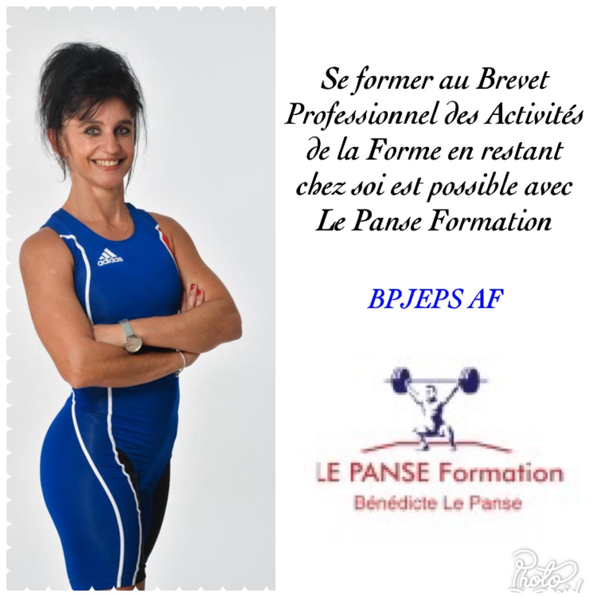 Obtenez votre BPJEPS AF en distanciel  en 5 mois!
Le Panse Formation vous offre la même qualité d’enseignement. 
 du 05 mars au 31/07/24
Inscriptions dès maintenant auprès de Bénédicte le panse au 06 7670 6231 ou lepansebenedicte@yahoo.fr ou sur le site :
lepanse-formation.com