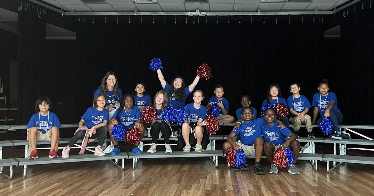 Mrs_Eble's tweet photo. Today @MDE_Stars Student Council put on a pep rally getting ready for our state tests and these kids ran it all with perfection! Thank you to  @Champs4Learning for the grant to make it happen! https://t.co/TWC3QDOQt3