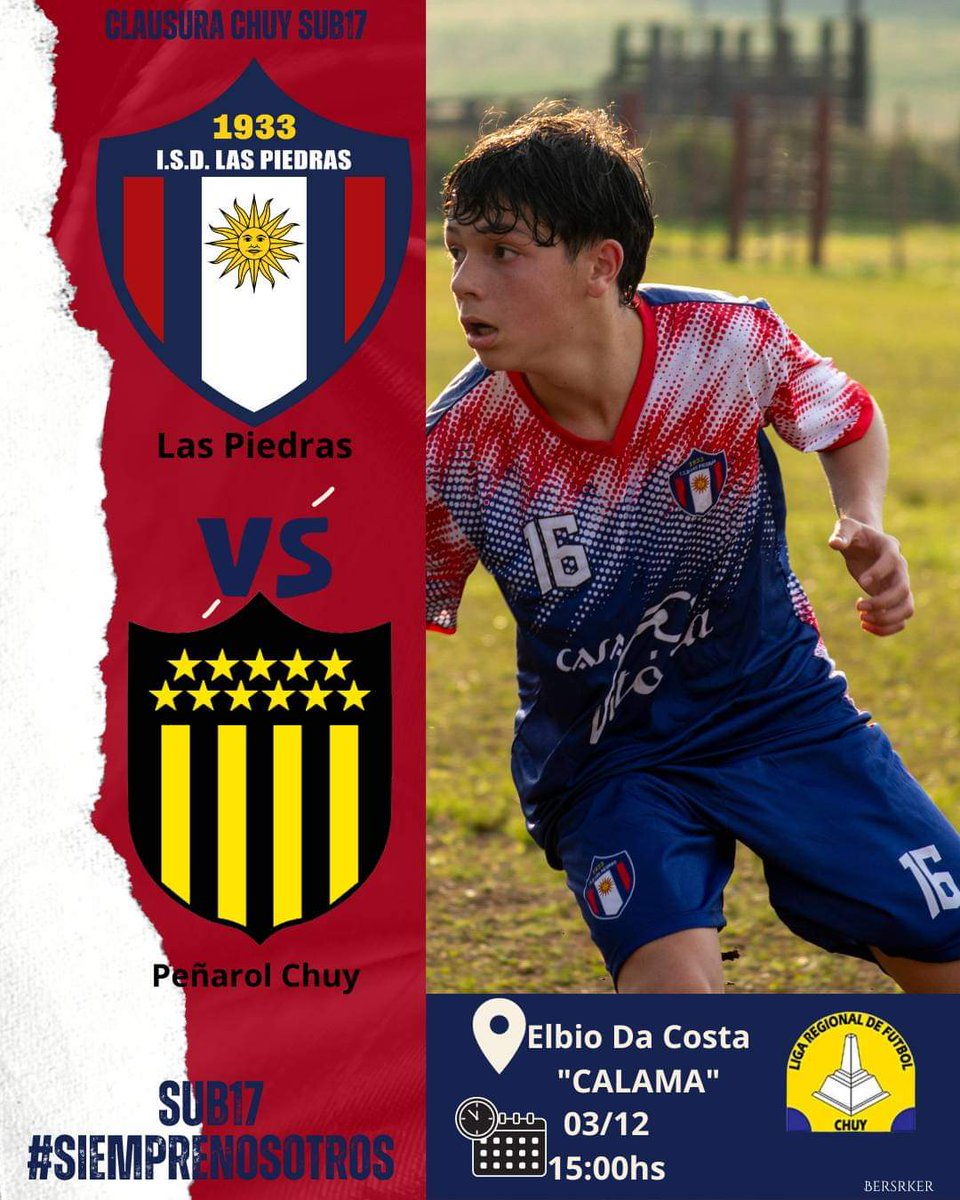 SUB17 busca quedarse con la anual.
Importante partido para la categoría que está cada vez más cerca de un nuevo título. Vamos con todos a apoyarlos DOMINGO a las 15hs en el CALAMA 🔵⚪🔴

📷 <a href="/luu_rodrigueez/">🦦 coloo</a>
Diseño: Bersrker

#siemprelaspiedras
#LosPibesDelClub