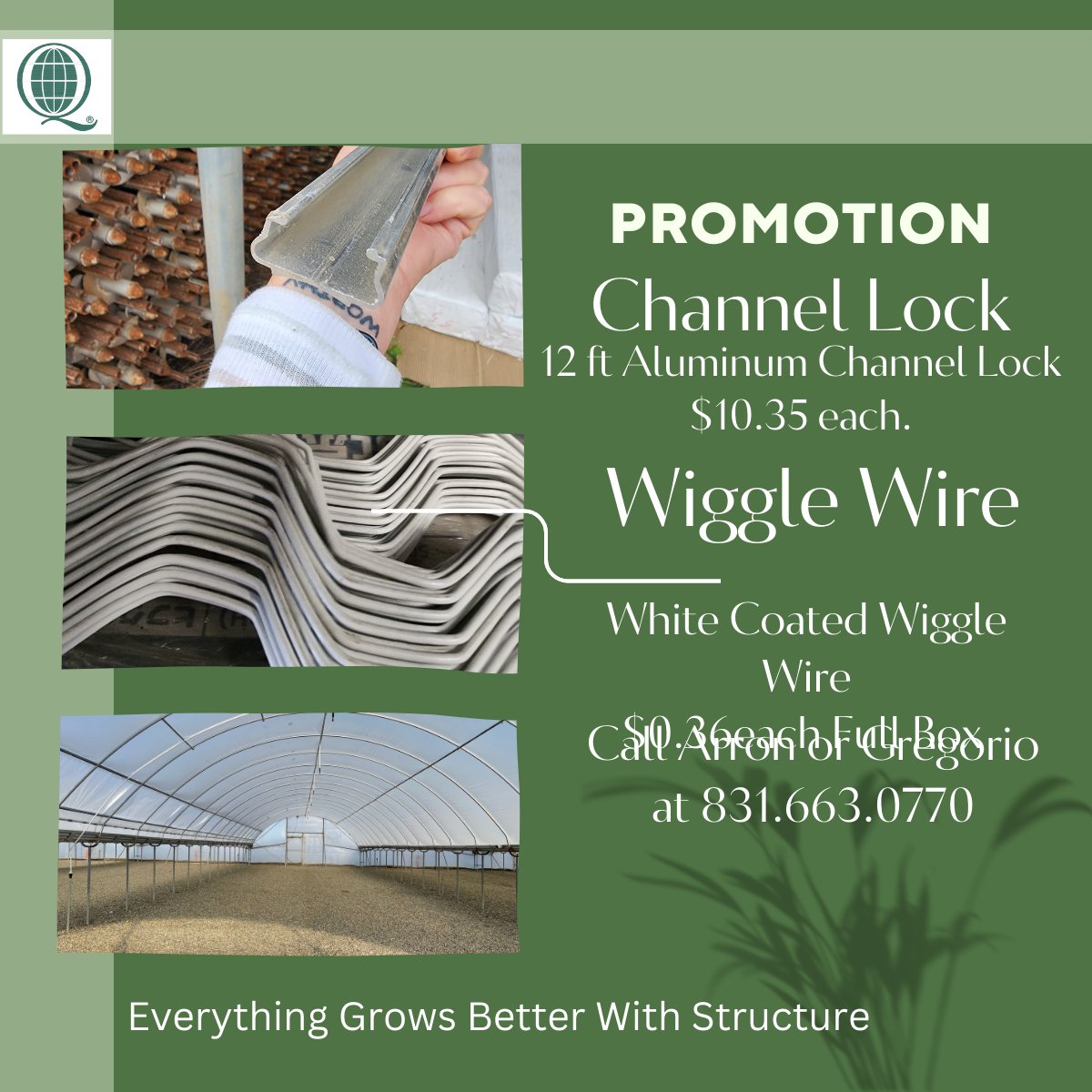 #SPECIALPROMOTION Check it out! and give our sales team here at #Quiedan a call.  Arron or Gregorio can help with any of your needs. #831-663-0770Because #EverythingGrowsBetterWithStructure