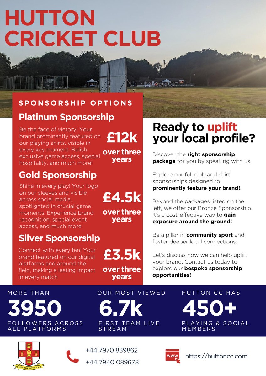 Tonight we are celebrating the past year of cricket at Hutton.

If you would like to support us next year then please get in touch!