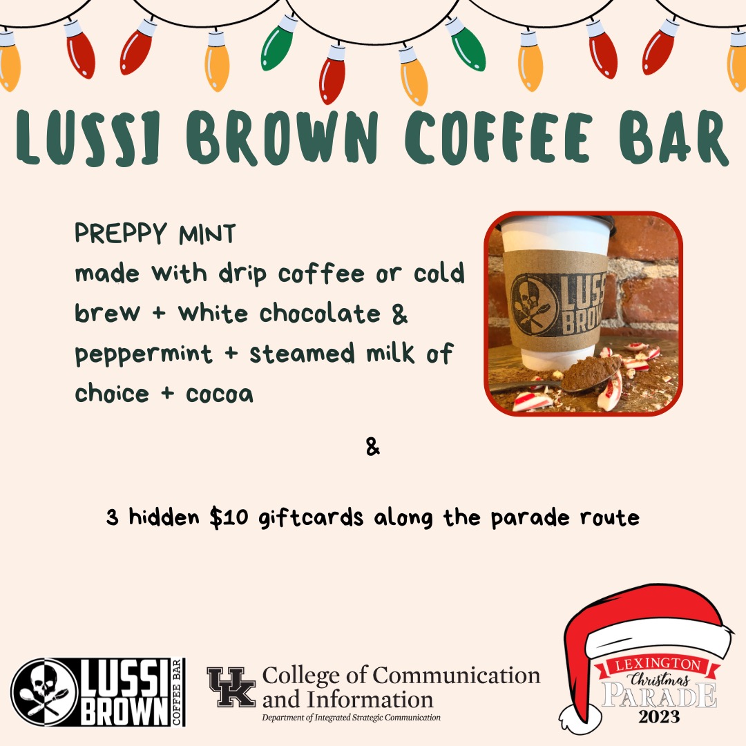 DLexPartnership's tweet photo. A few of Lexington’s finest coffee shops are joining us for the Downtown Lexington Christmas Parade this weekend☕️ Visit these local shops to try their delicious holiday specials🎄 https://t.co/yiBlTD1Ue8