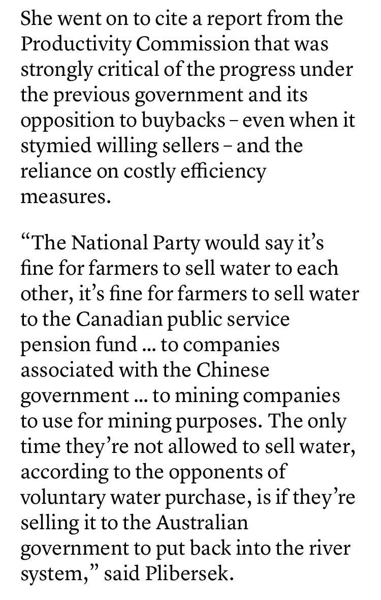 JosieMcskimming's tweet image. This is a complex but vitally important story. 

I commend @tanya_plibersek &amp;amp; @sarahinthesen8 for this vital legislation to save the #murraydarling. 

Who were and are the wreckers? 

Unsurprisingly, the National Party. 

Their care for land &amp;amp; farmers seems very dubious.