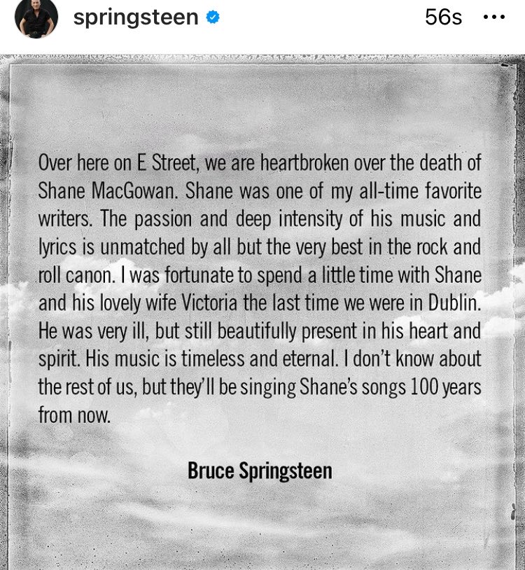 Great ⁦@springsteen⁩ met Shane last May