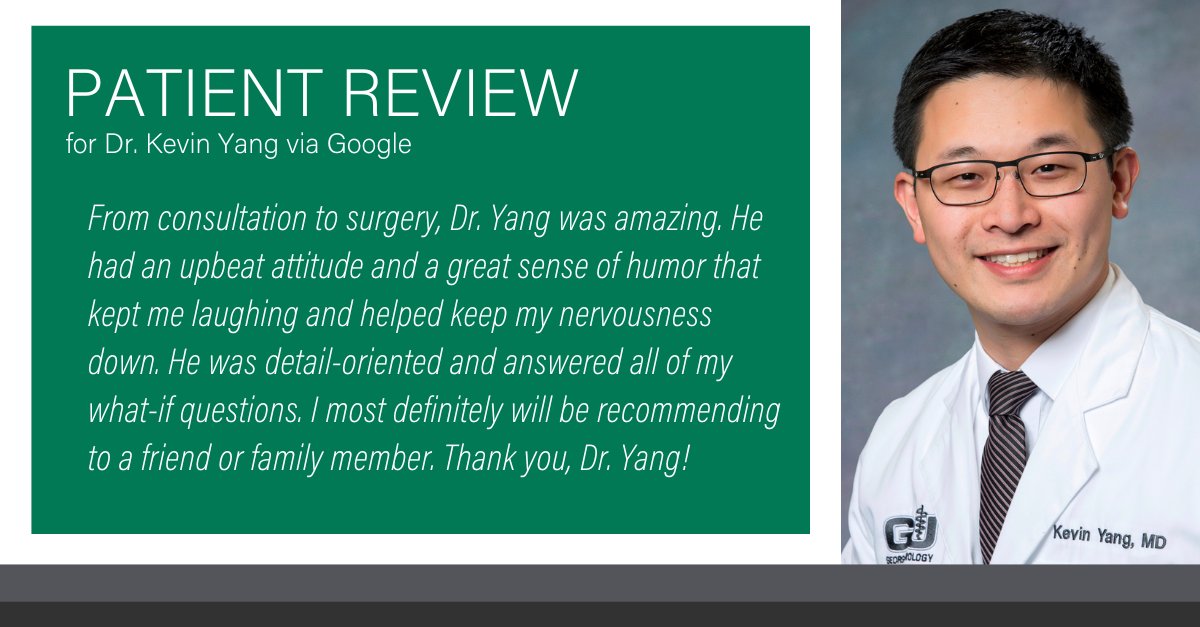 Sharing a wonderful review for Dr. Kevin Yang! ⭐

Learn more about Dr. Yang: bit.ly/48qr8zP