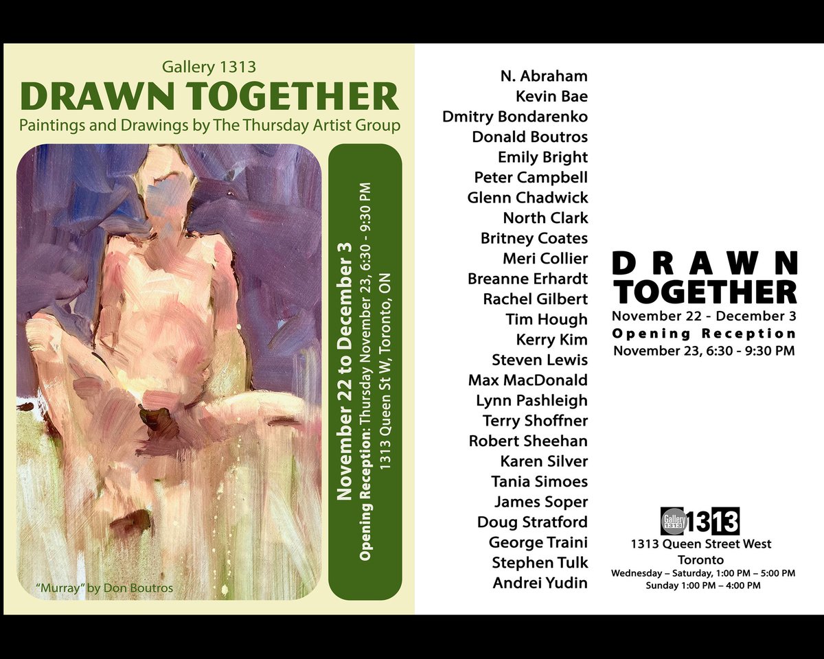 Drawn Together - Open Tomorrow 1-5  Sun 1-4pm 
g1313.org