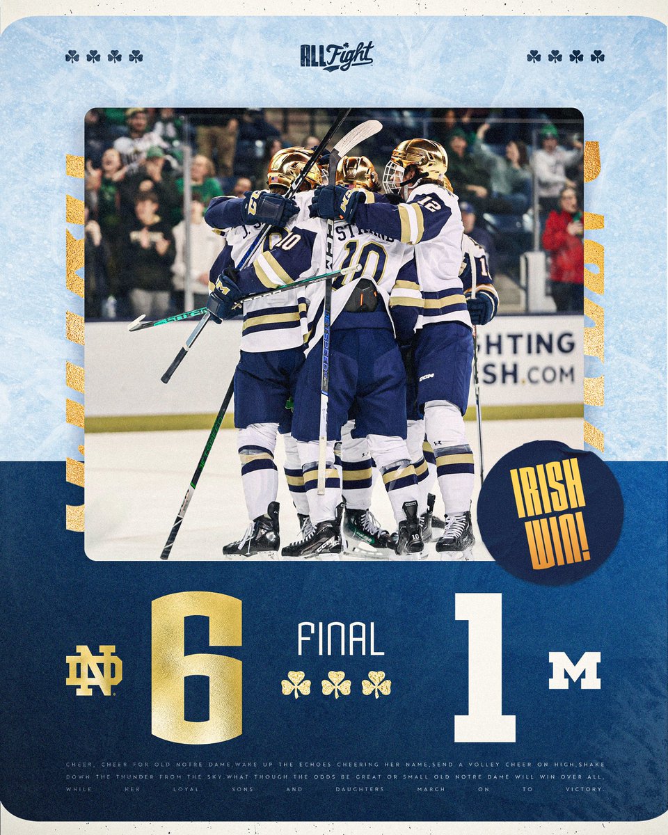 NDHockey's tweet photo. A 𝙗𝙞𝙜 win for a milestone night ☘️

#GoIrish https://t.co/c88Zvvh1ru
