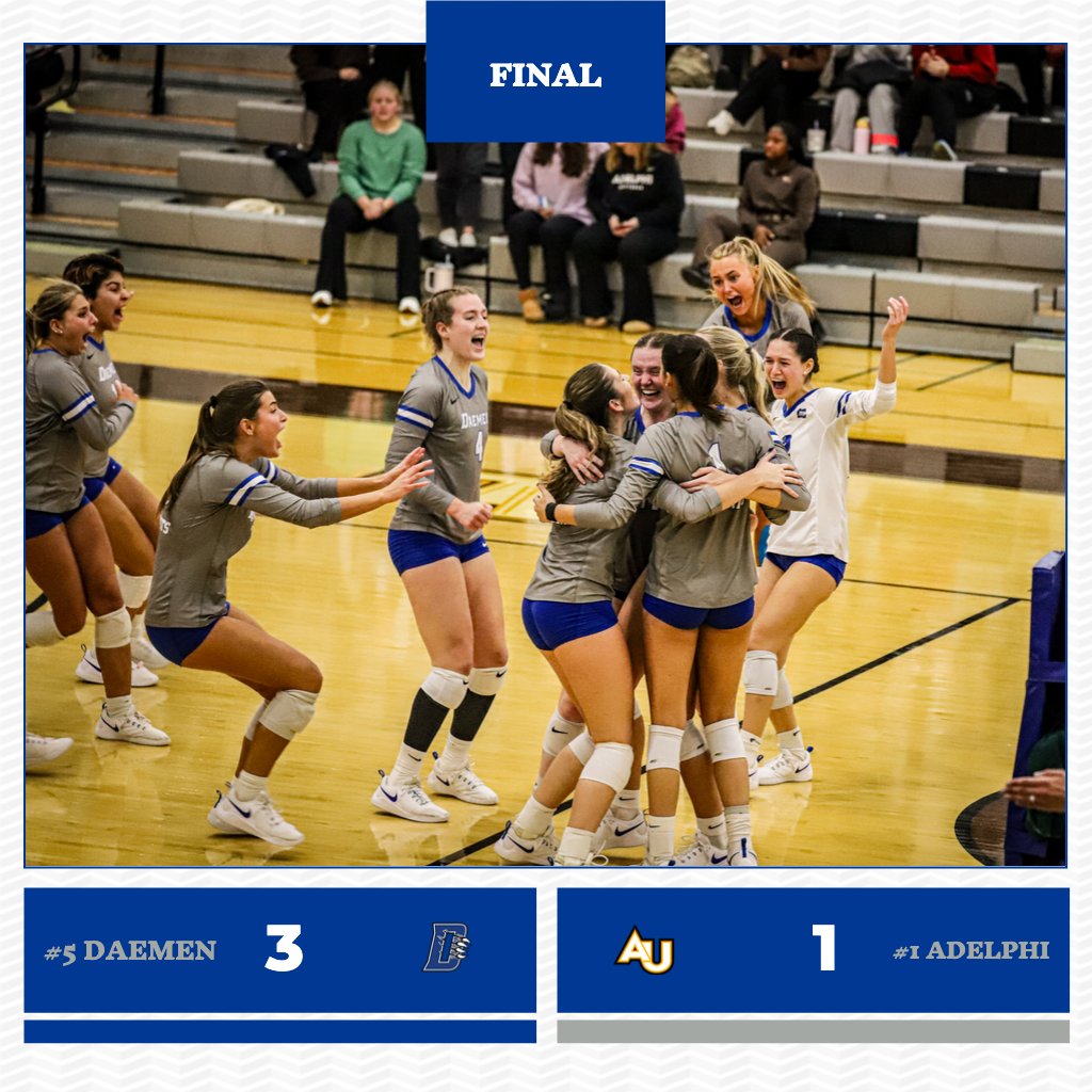 DaemenWVB's tweet photo. They try to knock us down but can't knock us out!!! We're headed to the East Region FINALS!!!!!!!! https://t.co/Mthfln02P2