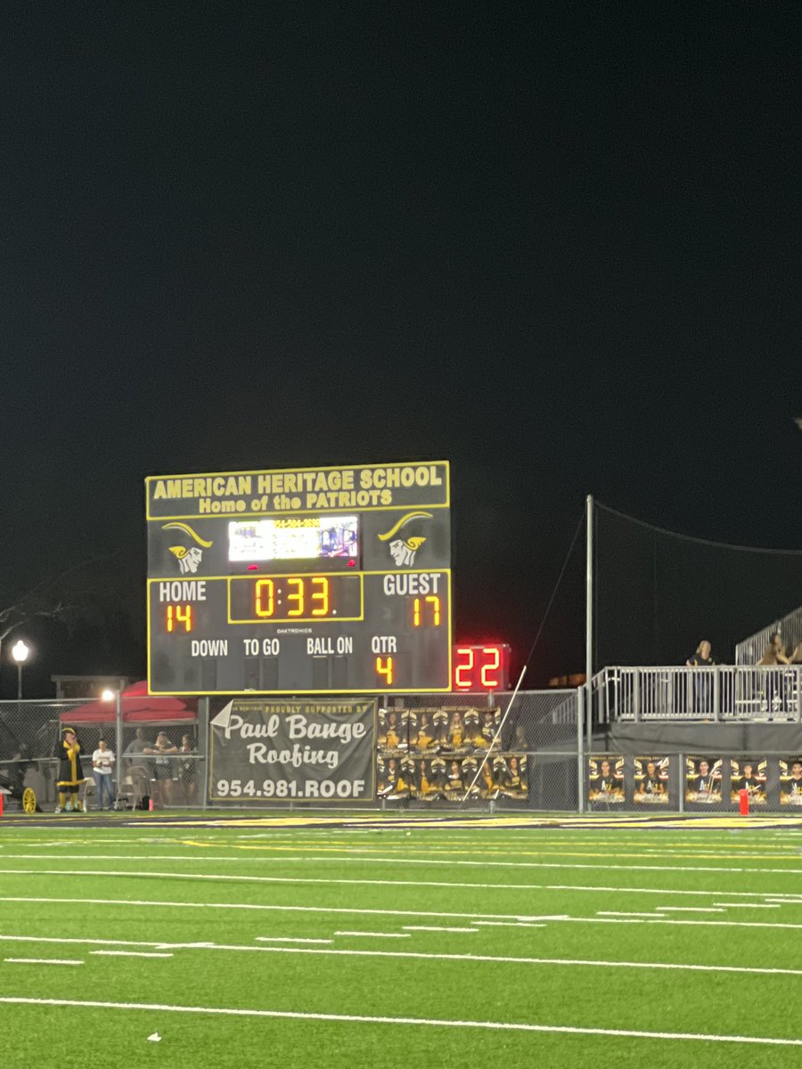 UPSET: 2M <a href="/FHSAA/">FHSAA</a> Berkeley Prep wins <a href="/BerkeleyPrep/">Berkeley Preparatory School</a> on the road at American Heritage. FINAL: 17-14. #hotbedworld