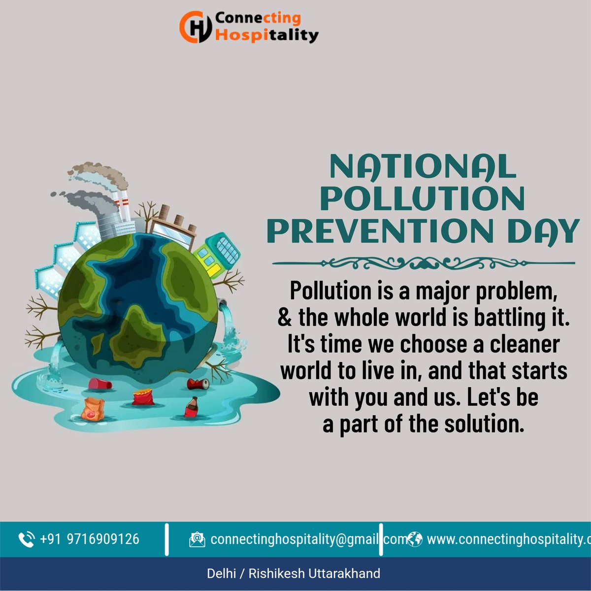 Greetings from Connecting Hospitality  
 #pollutionprevention #pollution #sustainability #pollutionsolution #environment #reducepollution #pollutionfree #pollutionawareness #beatpollution #endpollution #sustainablefuture #stoppollution #pollutioncontrol #antipollution