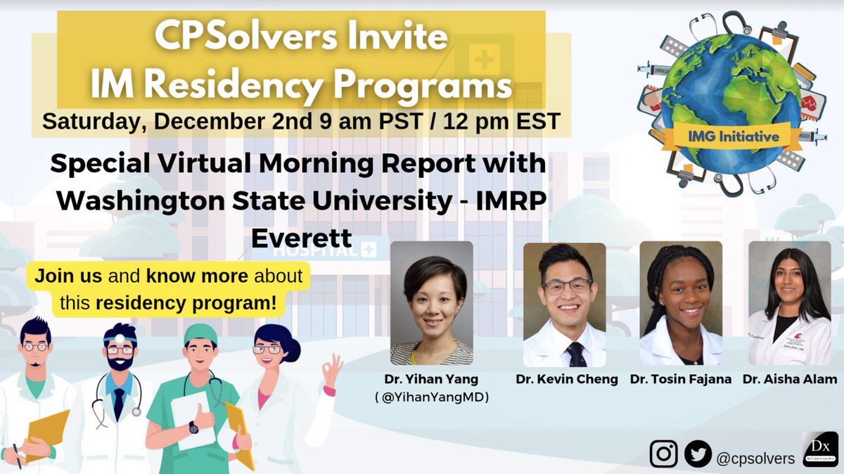 #MedTwitter We're excited to learn about the WSU IMRP-Everett IM residency program TOMORROW Sat. Dec. 2 at 12pm EST! Contact our team if your IM Residency Program is interested in hosting a VMR! Join us here! bit.ly/31LWIKg