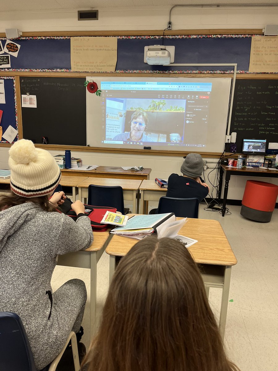 MadameLasko's tweet photo. This filled my ♥️ today : Dan Irvin, director of @FoodBankKtown, video conferenced with us about food insecurity in Kingston &amp; empowered 7L to help by leading the @ModuleAcadie food drive. Students are encouraged to bring in food or do chores for family to earn some $ to donate. https://t.co/NBPnJmsqMp