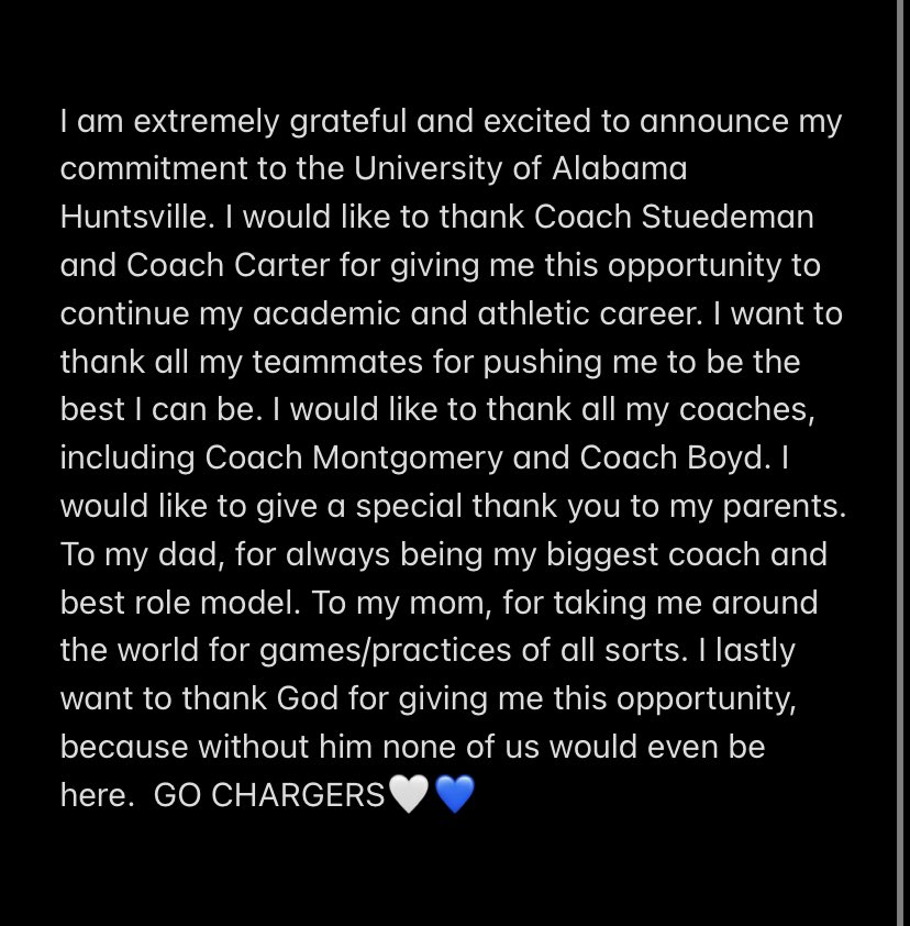 GO CHARGERS🤍💙
<a href="/UAHCoachLes/">Les Stuedeman</a> <a href="/melcarter24/">Melanie Carter</a> <a href="/platinum_darby/">Tn Fury Platinum - Darby 16u</a> <a href="/brooks_softball/">Brooks High School Softball</a>