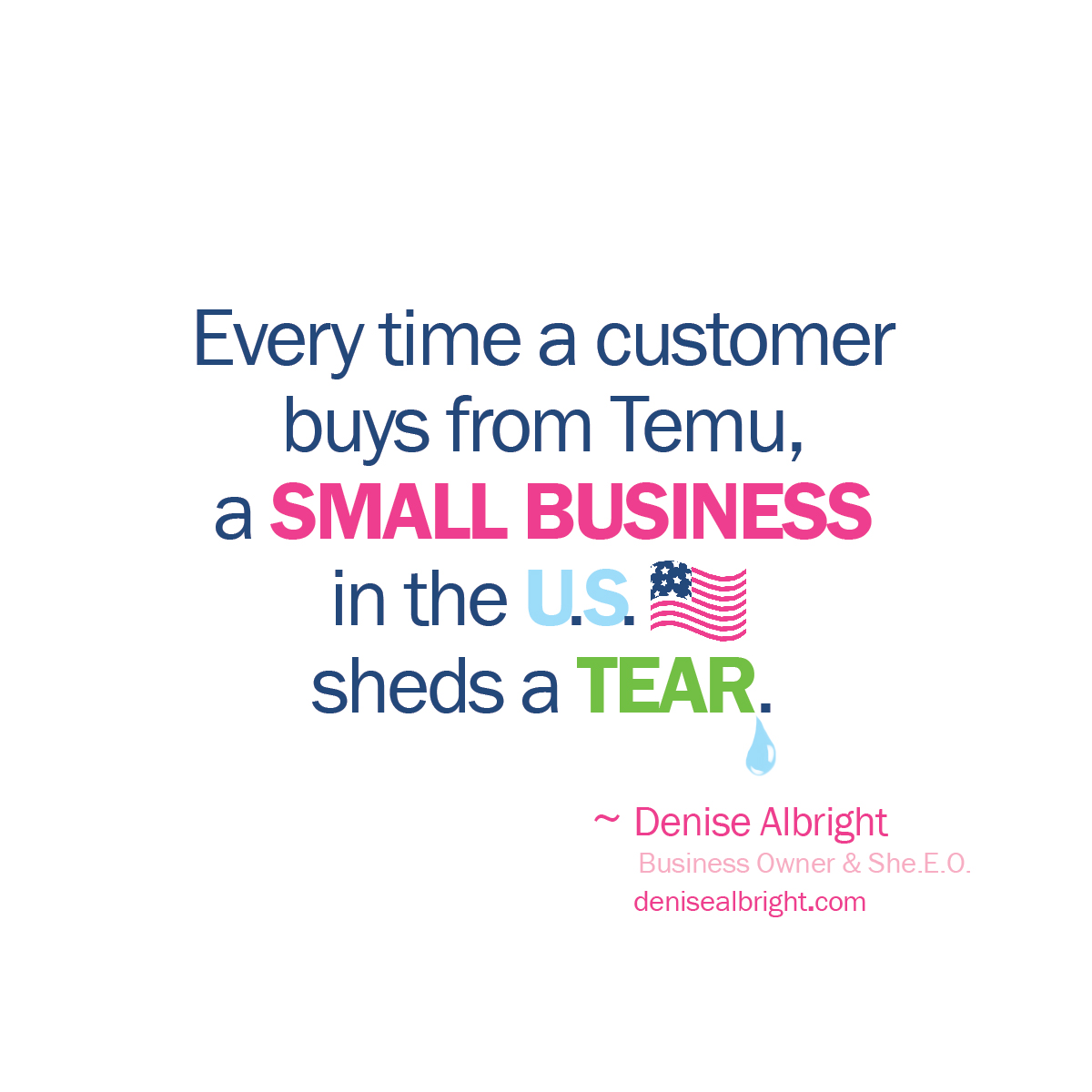 denisealbright's tweet photo. Not every good value is based sheerly on price. Choosing to support local is more impactful than ever. I'm shocked by how many businesses are folding in their tents.  
Please consider spending your hard-earned money w/ those working hard to the keep the American dream alive. https://t.co/oyE1HAHSTu