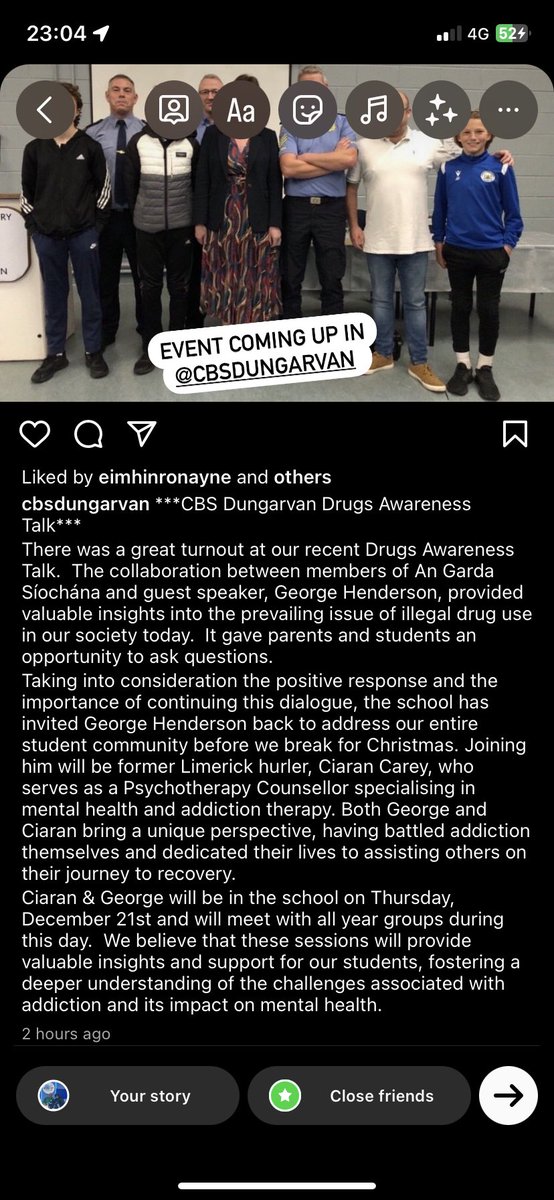 Drug awareness talk back in <a href="/cbsdungarvan/">dungarvan cbs</a> looking for to this.  Anyone or school looking for a talk drop me a message.  🙏