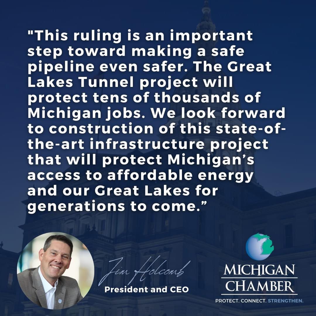 Big step forward to making the vital Great Lakes Tunnel a reality with the MPSC’s thoughtful, deliberative decision today. Read more here: bit.ly/3Te2Aoa