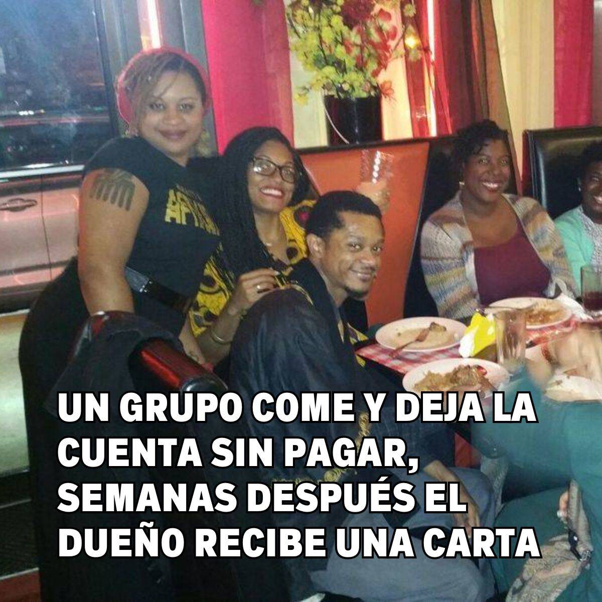 LifestyleLatino's tweet photo. Un grupo comió, se fue y no pagó, pero luego hicieron esto