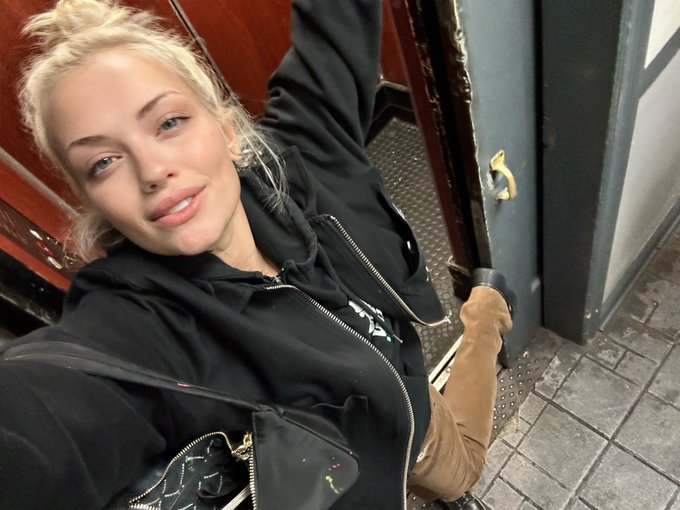 4 pic. The only thing that would make this dingy elevator hotter is a cigarette….& I don’t even smoke