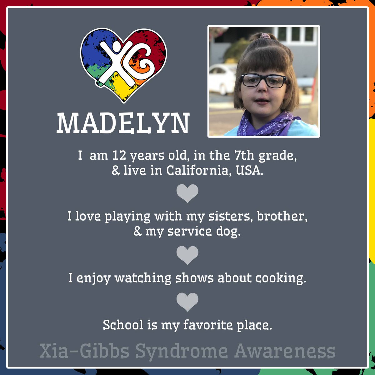 XGSociety's tweet photo. Our favorite part of Awareness Week is introducing our Xia-Gibbs Syndrome community and helping you get to know us better! Meet Madelyn.
#XiaGibbsAwareness
Donate at https://t.co/z5wqjIL33y to support our mission! https://t.co/n8L955xdQc