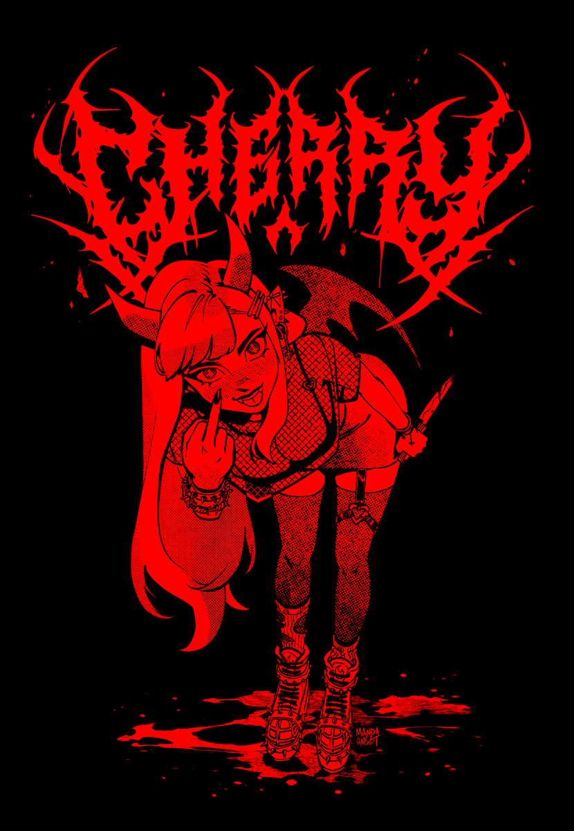 Manda_AMSBT's tweet photo. i miss sharing work with everyone so here's some cherry art for merch hehe https://t.co/nRQxtHlwre