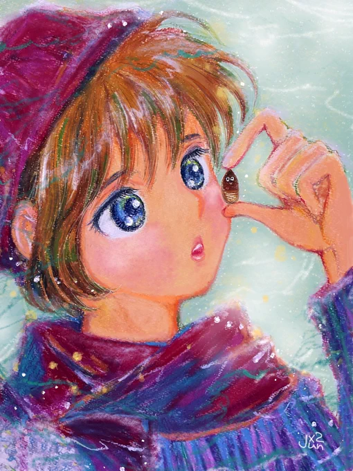 ⋯    ポッケに秋の忘れ物あった  #イラスト    おはようございます    今日も良き日に