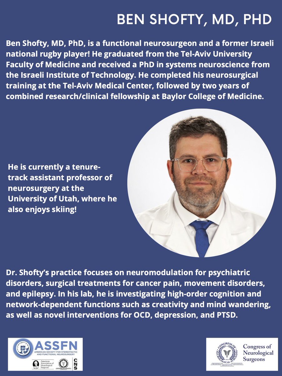 ASSFN (@assfneurosurg) on Twitter photo Happy December and Happy #FunctionalFriday everyone! Today we feature <a href="/BShofty/">Ben Shofty</a> from <a href="/UofUNeurosurg/">University of Utah Neurosurgery</a>
Learn more about Dr. Shofty and his research lab here: healthcare.utah.edu/find-a-doctor/…
<a href="/AANSNeuro/">AANS</a> <a href="/CNS_Update/">CNS</a> #assfn #neurosurgery #medtwitter Happy December and Happy #FunctionalFriday everyone! Today we feature <a href="/BShofty/">Ben Shofty</a> from <a href="/UofUNeurosurg/">University of Utah Neurosurgery</a>
Learn more about Dr. Shofty and his research lab here: healthcare.utah.edu/find-a-doctor/…
<a href="/AANSNeuro/">AANS</a> <a href="/CNS_Update/">CNS</a> #assfn #neurosurgery #medtwitter