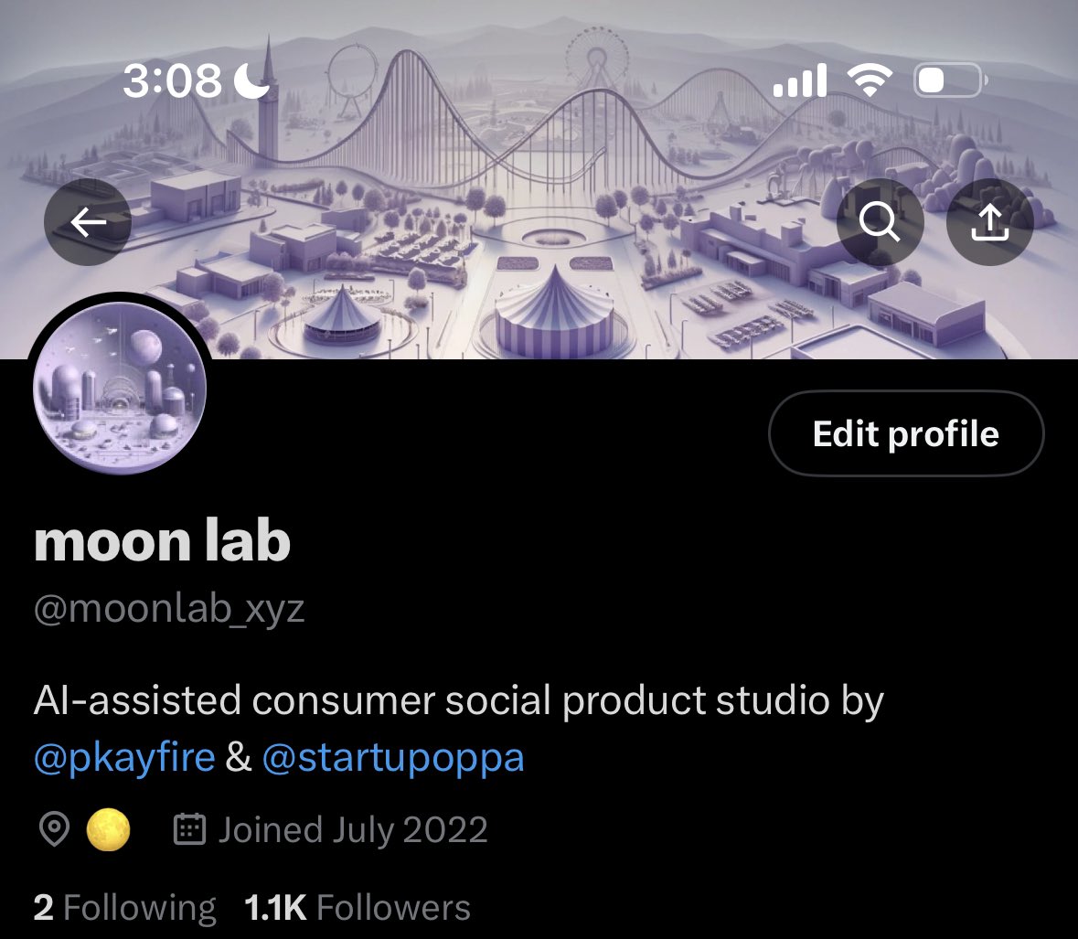 follow our company acct @moonlab_xyz for consumer social pivots and beyond

2022: 
🌱started, closed our seed

2023:
🎢 launched 11 no/light/full-code experiments (7 apps. 8th coming soon)
🥲 heartaches from pivots
🤝 team morale holding solid
🏎️ launching even faster

2024:
🌕