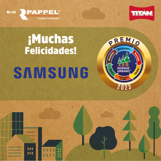 BioPappel's tweet photo. 👏🏻 🏆 ¡Felicidades @samsungmobilemx por recibir el #PremioBosqueUrbano!
En #BioPappel reconocemos tu compromiso con la sustentabilidad a través del uso de empaques de papel 100% reciclados! 📦 ♻️ 🌲 https://t.co/Cr3aXigbgB