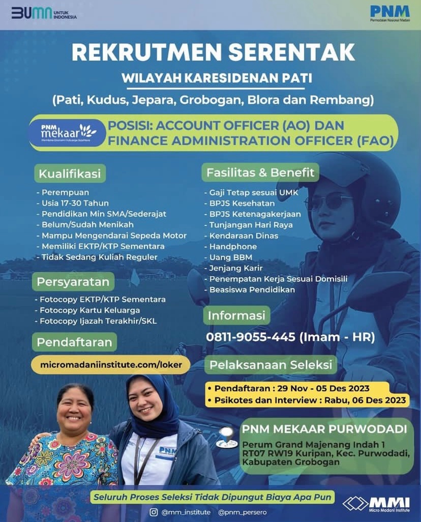 DisnakertranGro's tweet photo. Hallo sahabat pencaker info loker untuk SELURUH AREA KABUPATEN GROBOGAN!!!

#sumarnigrobogan #bambangpujiyantodr #anangarmunanto #teguhharjokusumo #lokergrobogan #lokerpurwodadi
#lokerakhirtahun https://t.co/mDhi2PMbm6