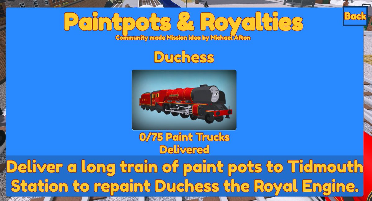 bubbycraft's tweet photo. @BlueTrainWithF1 Paintpots &amp; Royalties is bugged? I just delivered 20 paint to the station and my mission still says 0/75 https://t.co/5iy8YaD97b