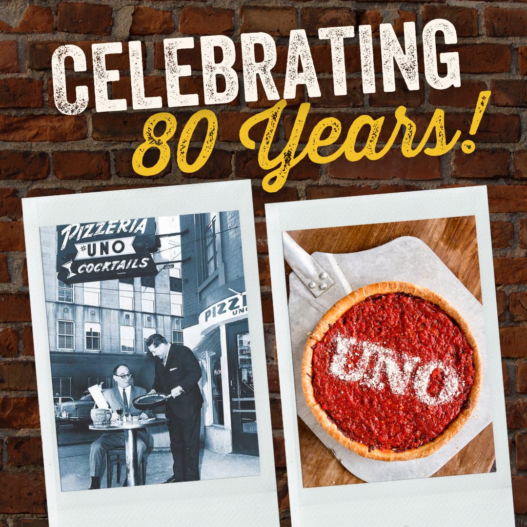 Back in 1943, Chicago Deep Dish was born! Join us today as we celebrate 80 years of the Best Pizza Around!
